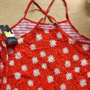 NOBO Red Daisy Print Spaghetti Strap Top